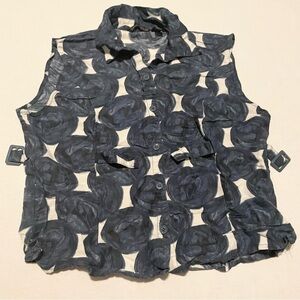 Sherry Taylor Sleeveless Cropped Button Up Blouse Womens Size 1X